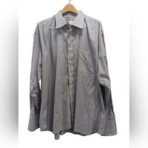 J.P. Tilford Men's Blue & White Button Down French Cuff Shirt Size 18-35